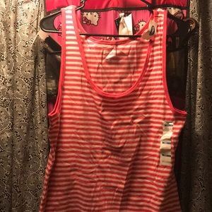 Pink and white striped NWT tank top.